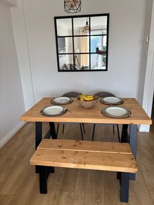 Handmade Rustic Wooden Dining Table & Bench