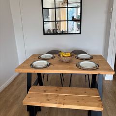 Handmade Rustic Wooden Dining Table & Bench