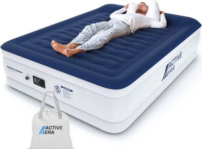 Luxury King Size Double Queen Air Bed - Elevated Inflatable Air Mattress, Electric Built-in Pump, Raised Pillow & Structured I-Beam Technology, Height 56cm (FREE SHIPPING)