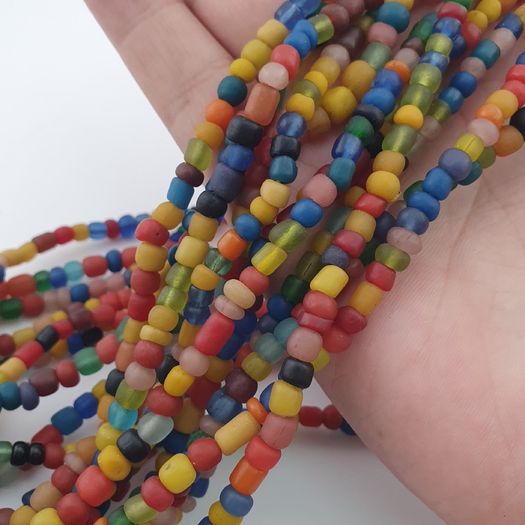 Vintage African Style MultiColor 4-5.5mm Glass Beads Necklace Strands