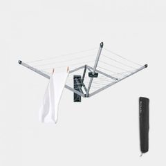 Retractable Washing Line with Protective Fabric Cover (24m) Wall-Mounted Foldaway Clothes Air Dryer