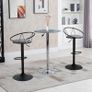 Set of 2 Neo-Retro Bar Stools, Adjustable, 360 Swivel with Metal Footrest, Black Frame, Gray Linen Image 5