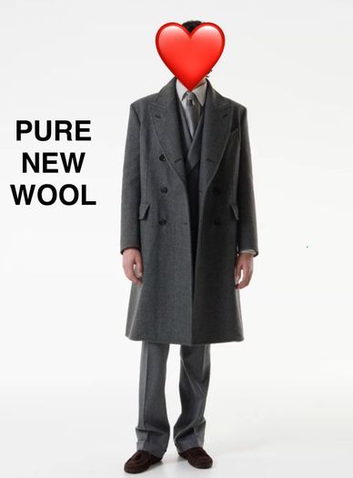 Men's Gray Double-Breasted Herringbone Coat