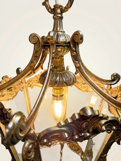 1950s French Louis XV Style Heavy Chrome Lantern