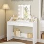 108 cm Dressing Table with LED Lighting, Adjustable Brightness, Dressing Table with Mirror, with 2 Drawers and 2 Open Compartments, Modern, White Image 5