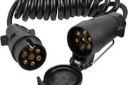 2M 7 Pin Trailer Extension Coiled Cable 7 Way Male &amp; Female Connector Plug Wiring Harness Adaptor