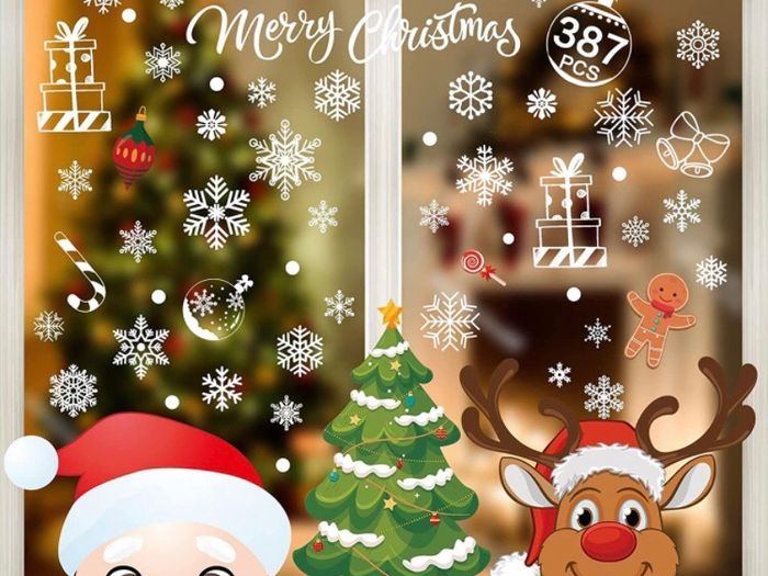 385 Pcs Christmas Window Stickers 10 Sheets Double Sides Xmas Window Decorations Santa Clings (FREE POSTAGE