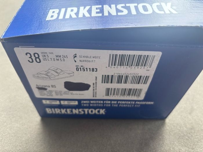 Brand new boxed Birkenstock Arizona White Size 5 / 38