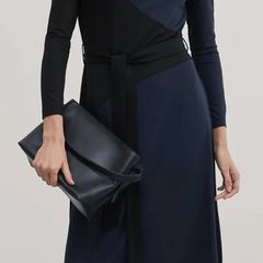 Jaeger Jersey Colour Block Tie Waist Midi Dress