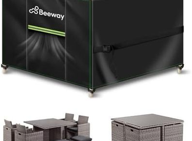 Garden Furniture Cover With Air Vent, Waterproof Patio Rattan Sofa Table Chair Set Cover