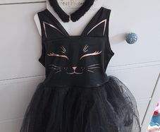 Great Pretenders Black Cat Dress & Headband Set (Size 5-6 YRS)