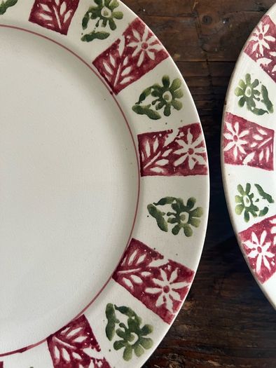 Antique Arklow pottery 1930s early green stamp spongeware plates
