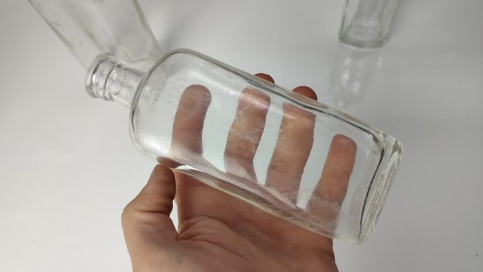 330 - Set of 3 Vintage Clear Glass Collectible Decorative Bottles