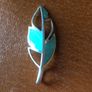 Solid Silver Turquoise Leaf Pendant Image 2
