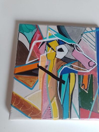 Original Painting of a Dog Framed Original Abstract Painting of Dog  Fauvist Art Figurative Art