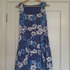 Blue White Dress - Oasis  - Size 12