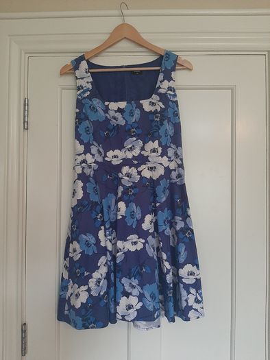Blue White Dress - Oasis  - Size 12