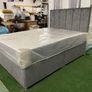 Grey double bed with mattress Image 2