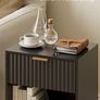 Bedside Table with Drawer, 15.7 Wide Side Table and Large Shelf, Modern Bedside Cabinet for Bedroom, Living Room, Office  Balck Fluted Finish Image 4