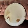 Vintage Frosted Rim Round Glass Wooden Backed Wall Mirror 1960s Image 6