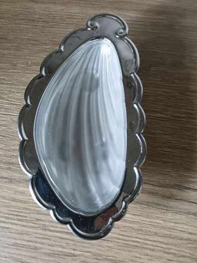 Vintage Shell Shape Metal/Glass Dish
