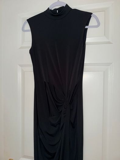 Flounce London High Neck Maxi Dress in Black - size UK 10