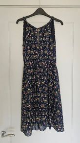 Apricot Floral Navy Dress