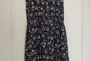 Apricot Floral Navy Dress