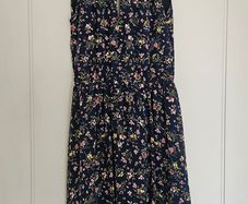 Apricot Floral Navy Dress