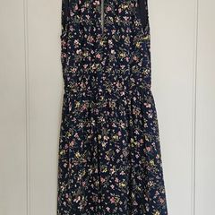 Apricot Floral Navy Dress