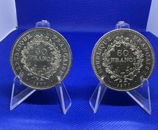 1977 France 50 francs Hercules large coin x 2