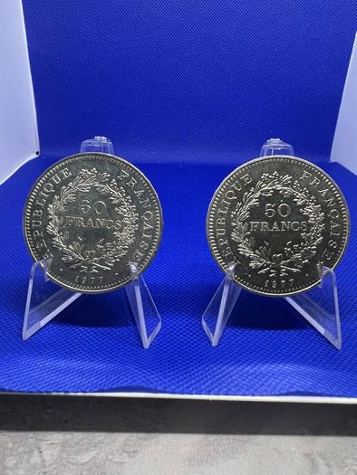 1977 France 50 francs Hercules large coin x 2