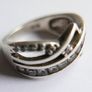 Vintage 925 Sterling Silver Crossover Ring with Stone Setting size M - 5,1g Image 6
