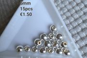 Silver hematite round beads 6mm