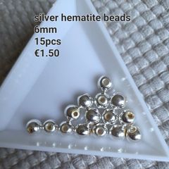 Silver hematite round beads 6mm