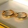 Vintage Hallmarked 9k Gold Chunky Hoop Earrings Image 9