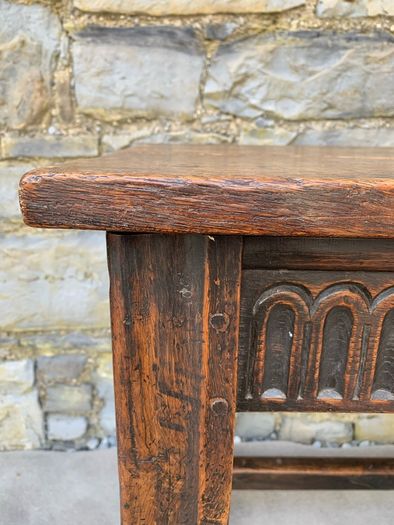 Early 20th Century Jacobean Revival Solid Oak Console Table.