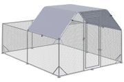 Chicken Run with Roof, Walk-In Chicken Coop Outdoor for 10-12 Chickens, Hen House Duck Pen, 2.8 x 3.8 x 2 m