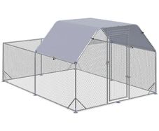 Chicken Run with Roof, Walk-In Chicken Coop Outdoor for 10-12 Chickens, Hen House Duck Pen, 2.8 x 3.8 x 2 m