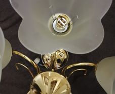Metallic clour gilden + Glass shaped flushed mount light vintage living room semi flush chandlier with frosted glass shades.