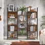 Bookcase  free-standing shelf with 14 shelves Oak colors with blue grain-black Image 8