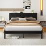 King Size Bed Frame with Wooden Storage Headboard, Metal Bed Frame King Size Bed Base/Mattress Foundation, Enhanced Support Noise Free, Black Image 8