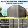 9 x 6FT Outdoor Garden Roofed Metal Storage Shed Tool Box with Foundation Ventilation & Doors Light, Grey Image 4