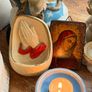 Vintage Catholic Devotional Wall Set Holy Water Font & Virgin Mary icon Image 3
