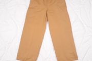 Zara Tan Camel Brown High Waist Wide Leg Trousers with White Turn-Up Cuffs Size S