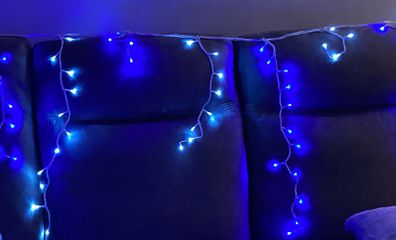 Blue and White LED Icicle Lights