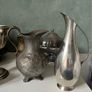 Vintage, mid century Pewter brass metal bundle photography props still life Image 8