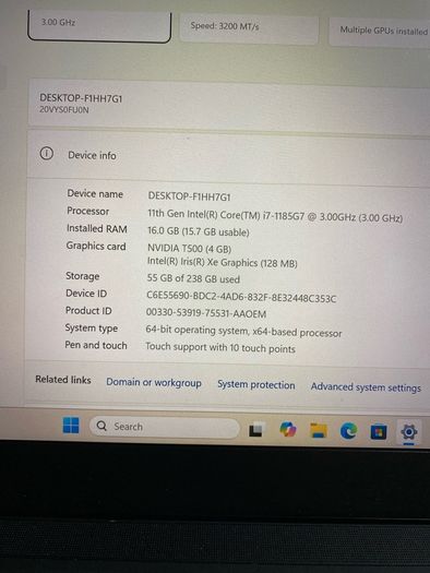 Lenovo Thinkpad T14s i7 pro 11gen 16/256 with 4gb graphic