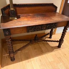 Exceptional Solid Mahogany Hand-Carved Hall Table / Sideboard