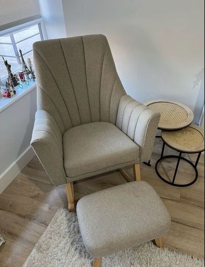 Nursery arm chair with foot stool